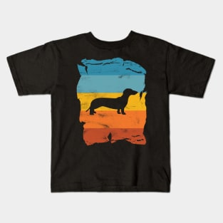 Dachshund Distressed Vintage Retro Silhouette Kids T-Shirt